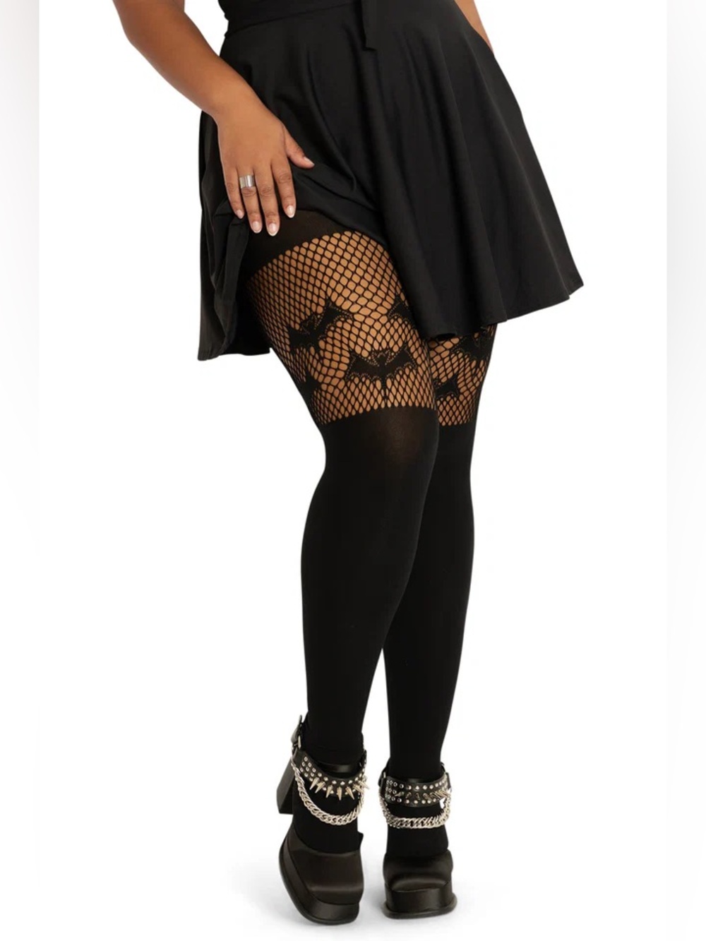 Blackmilk Black Textured Hosiery Bats Leggings OS